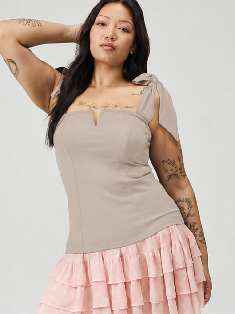 Torrid shoulder tie corset foxy top